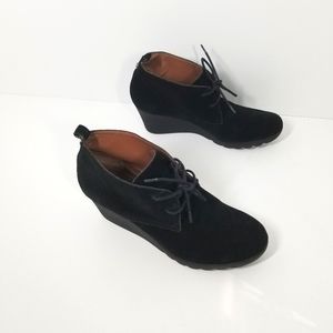 Donald J Pliner Makko Black Suede Leather Wedge Ankle Boots Women Size 8.5M